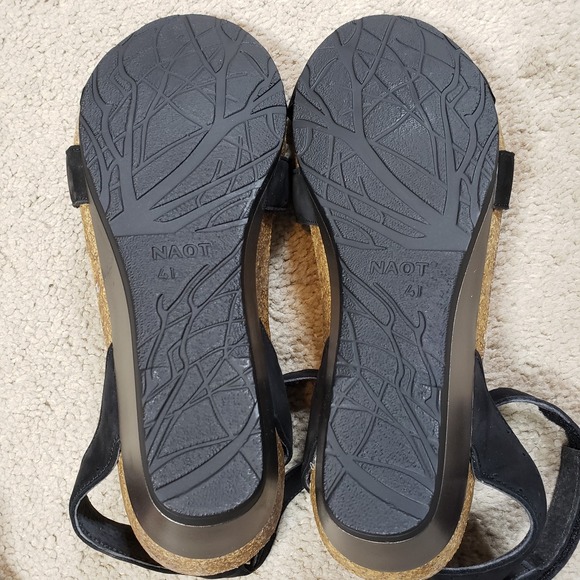 Naot Sandals Womens 41 (10 / 10.5) Casual Open Toe Wedge Slingback Black Leather - Picture 9 of 9